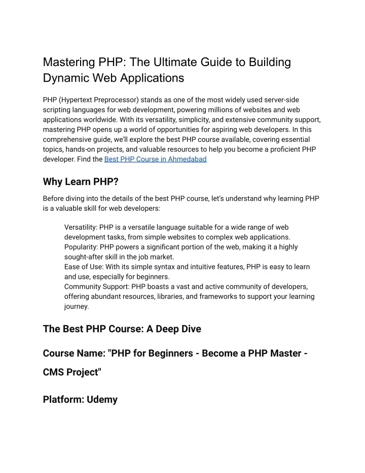 mastering php the ultimate guide to building