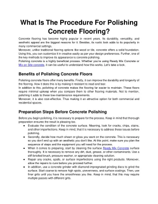 What Is The Procedure For Polishing Concrete Flooring