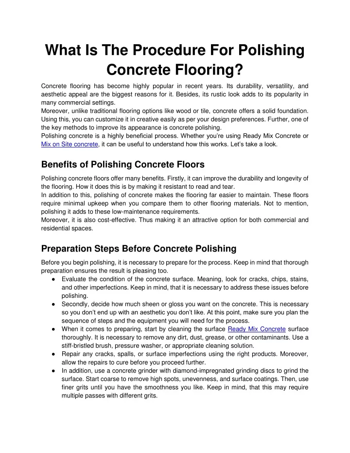 what is the procedure for polishing concrete