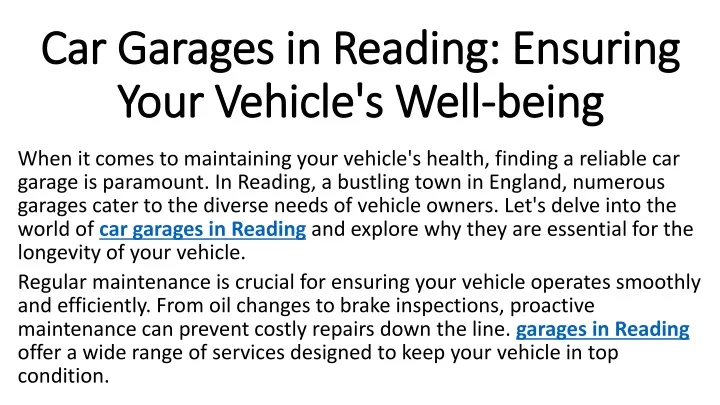 car garages in reading ensuring your vehicle s well being