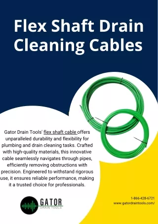 Flex Shaft Drain Cleaning Cables