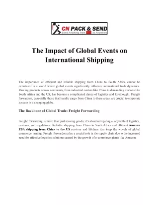 The Impact of Global Events on International Shipping
