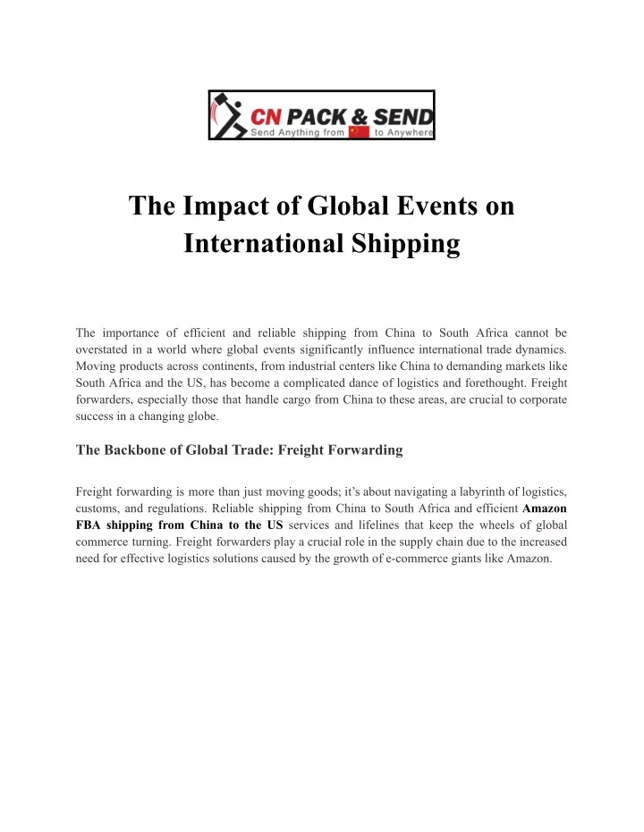 the impact of global events on international