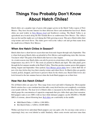 Things you probably don’t know about Hatch Chiles!