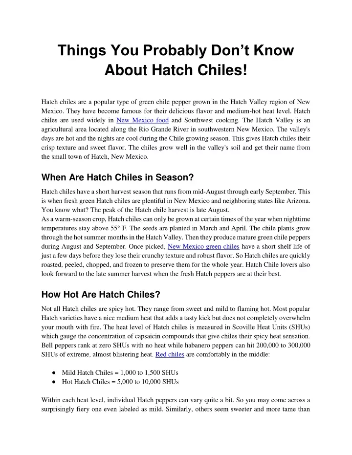 things you probably don t know about hatch chiles