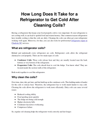 How Long Does It Take for a Refrigerator to Get Cold After Cleaning Coils