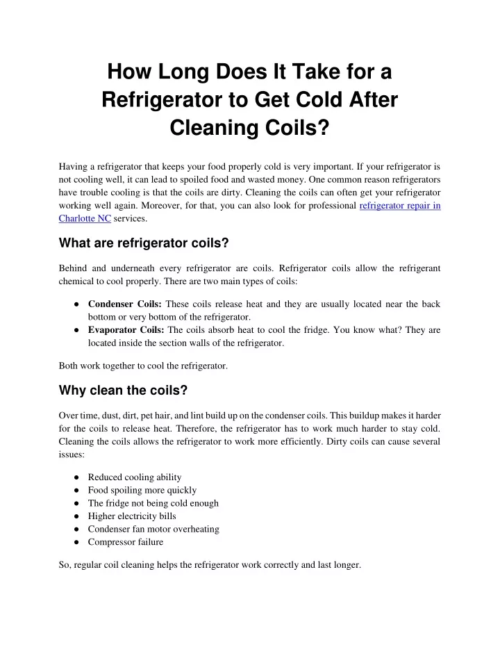 PPT How Long Does It Take for a Refrigerator to Get Cold After Cleaning Coils PowerPoint