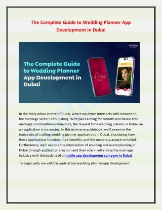 The Complete Guide to Wedding Planner App Development in Dubai