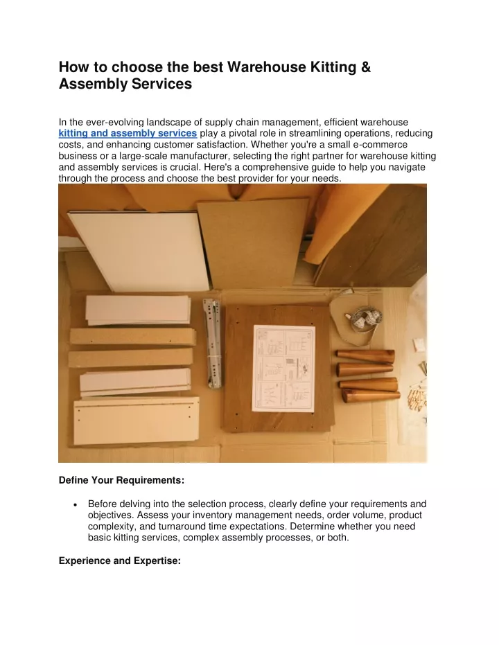 how to choose the best warehouse kitting assembly