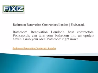 Bathroom Renovation Contractors London  Fixiz.co.uk