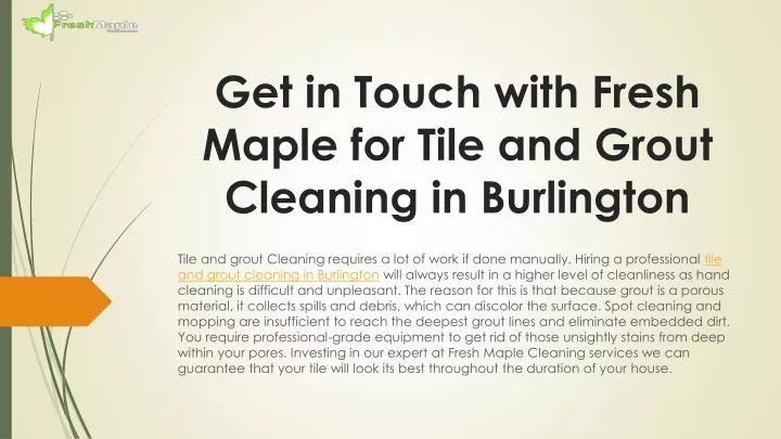 get in touch with fresh maple for tile and grout cleaning in burlington