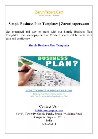 Simple Business Plan Templates  Zaruripapers.com