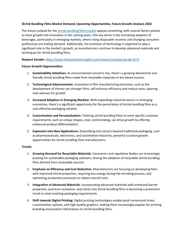 shrink bundling films market demand upcoming