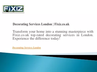 Decorating Services London  Fixiz.co.uk