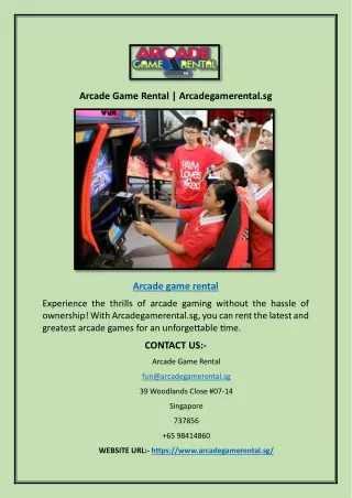 Arcade Game Rental | Arcadegamerental.sg