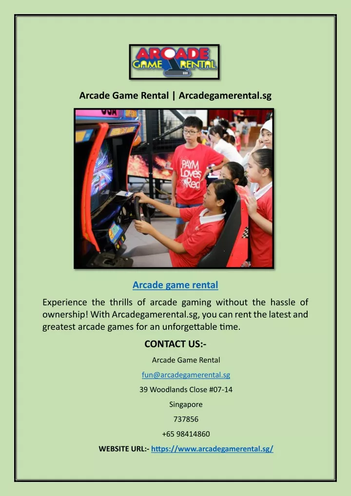 arcade game rental arcadegamerental sg