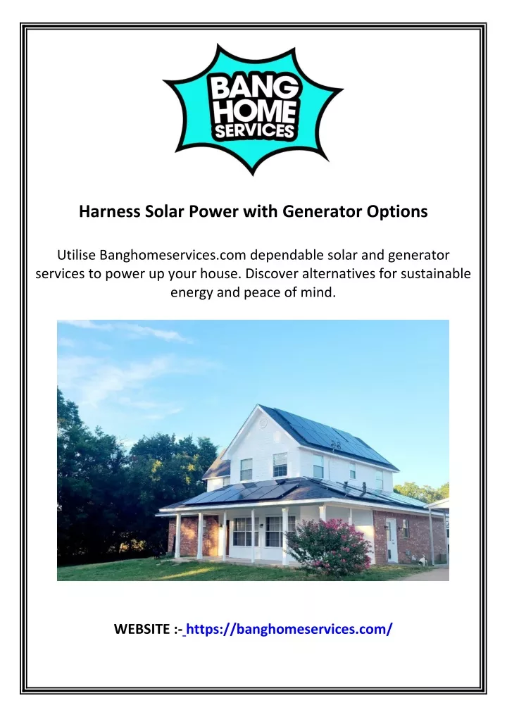 harness solar power with generator options