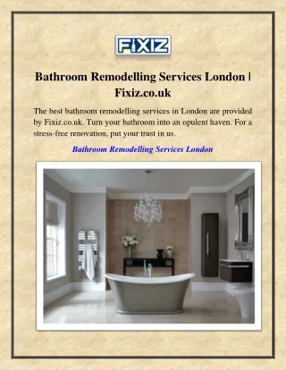 Bathroom Remodelling Services London
