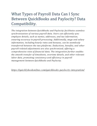 What Types of Payroll Data Can I Sync Between QuickBooks and Paylocity