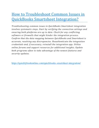 How to Troubleshoot Common Issues in QuickBooks Smartsheet Integration