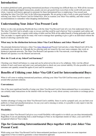 Making International Purchases with Your Joker Visa Gift Card