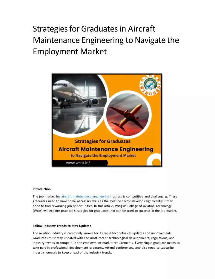 strategies for graduates in aircraft maintenance engineering to navigate the employment market
