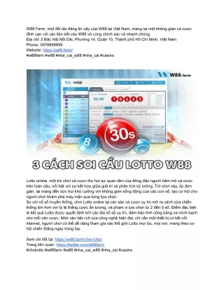 Top Lý Do Khiến Bạn Không Thể Bỏ Qua Chơi Lotto Tại W88 Farm