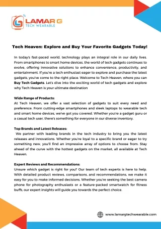 Tech Heaven: Explore and Buy Your Favorite Gadgets Today!