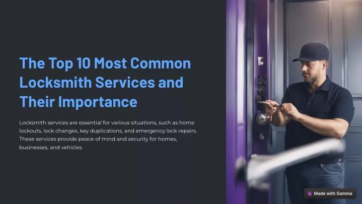 the top 10 most common locksmith services