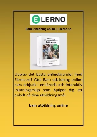 Bam utbildning online Elerno se