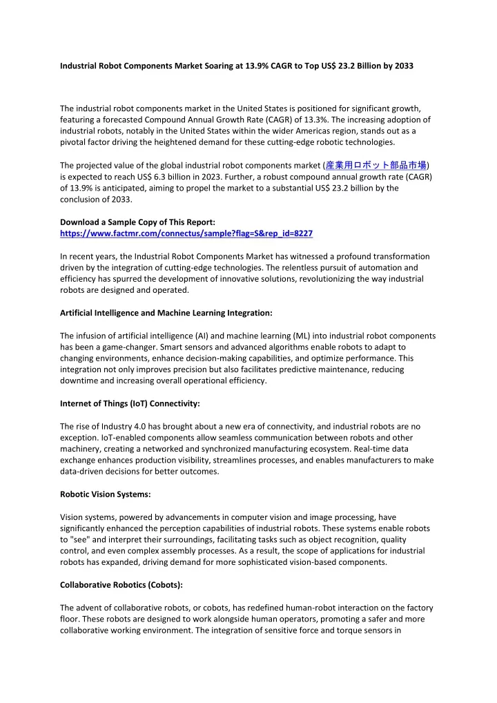 industrial robot components market soaring