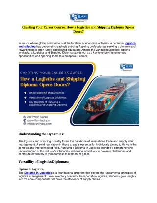 How a Logistics and Shipping Diploma Opens Doors?