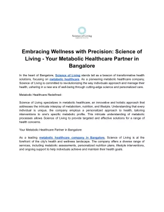 Embracing Wellness with Precision - Science of Living - Your Metabolic Healthcare Partner in Bangalore 22_2_24