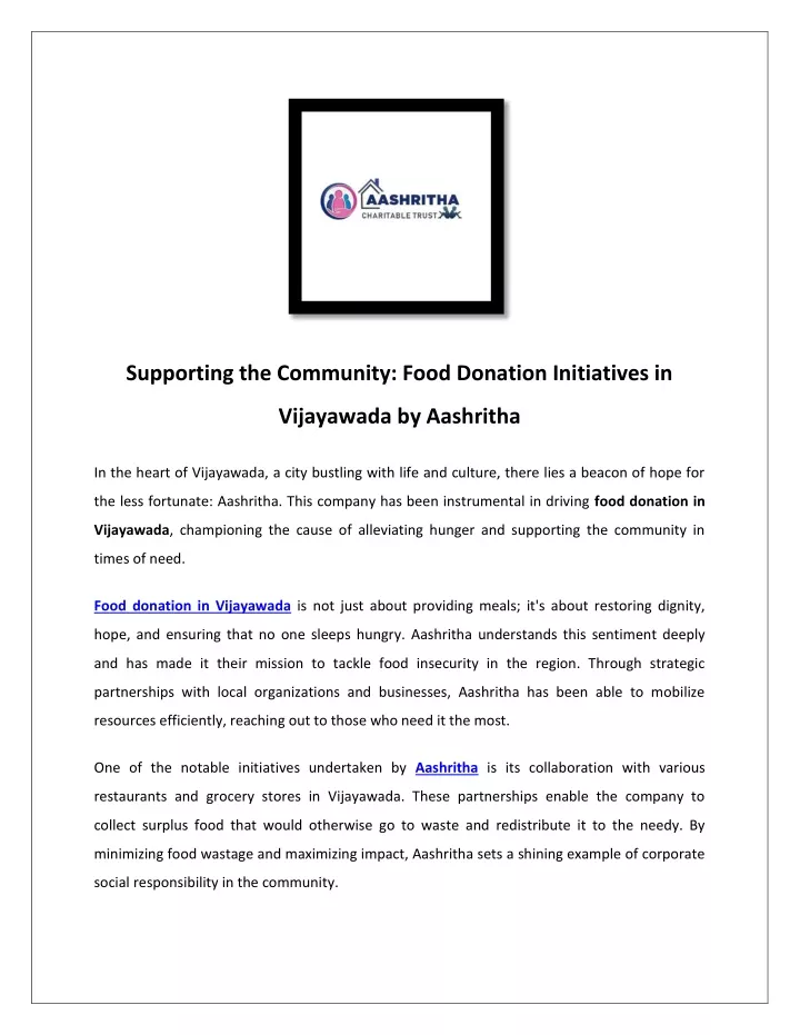 supporting the community food donation