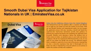 Dubai visa for Tajikistan citizens from the United Kingdom