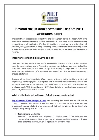 Beyond the Resume: Soft Skills That Set NIET Graduates Apart