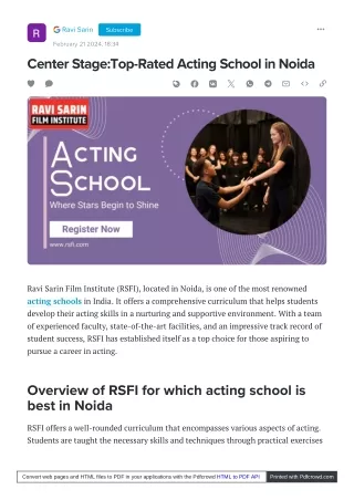 How to Find the Best Acting Institute in Noida