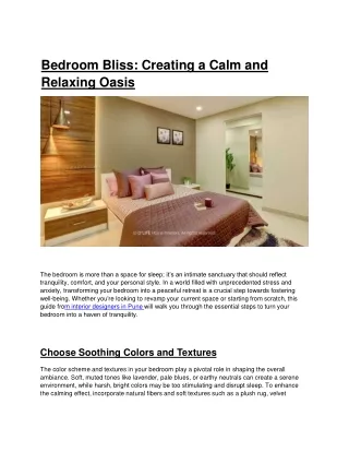 Bedroom Bliss - Creating a Calm and Relaxing Oasis