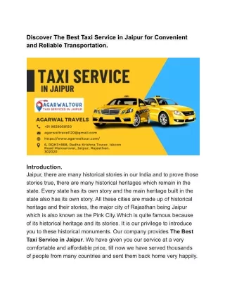 Taxi Sarvices in Jaipur