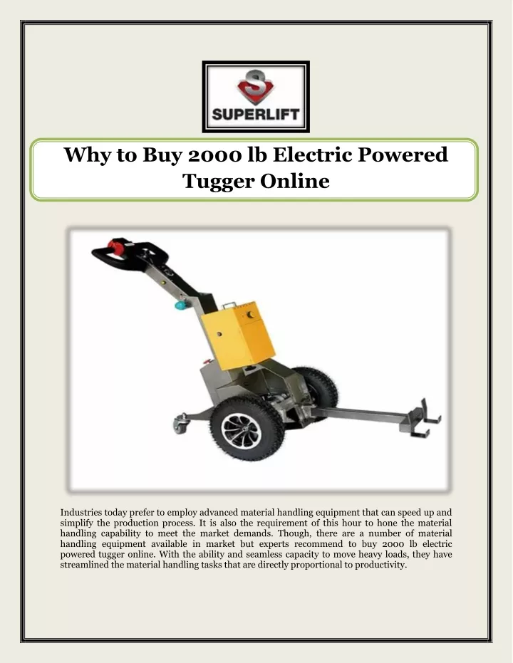 why to buy 2000 lb electric powered tugger online