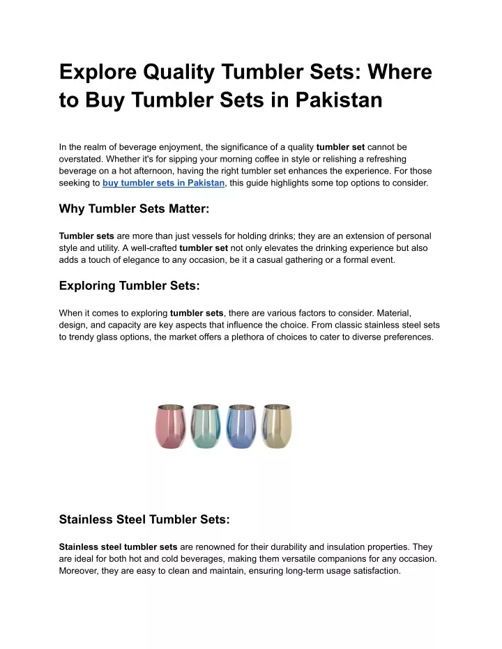 explore quality tumbler sets where to buy tumbler