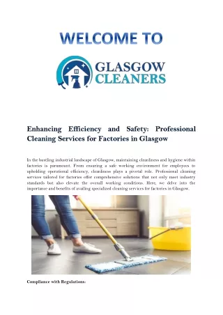 Cleaning Services for Factories in Glasgow