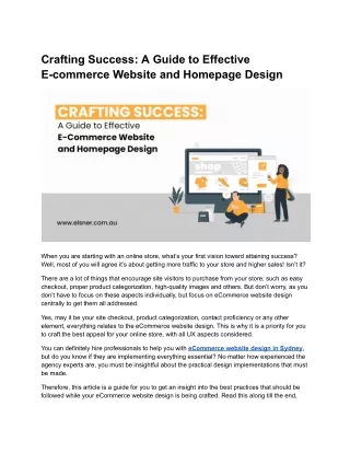 crafting success a guide to effective e commerce