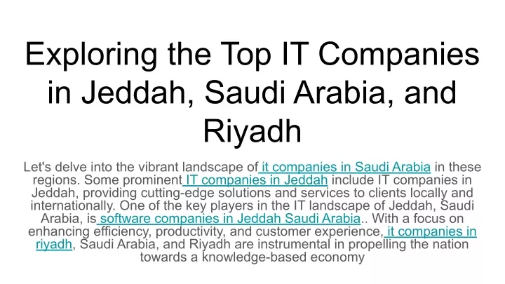 exploring the top it companies in jeddah saudi