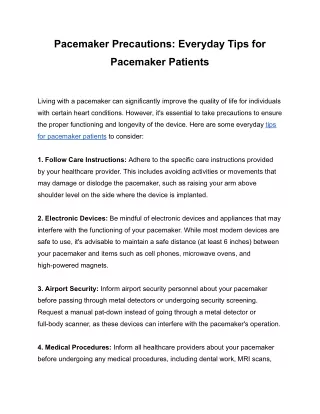 Pacemaker Precautions_ Everyday Tips for Pacemaker Patients