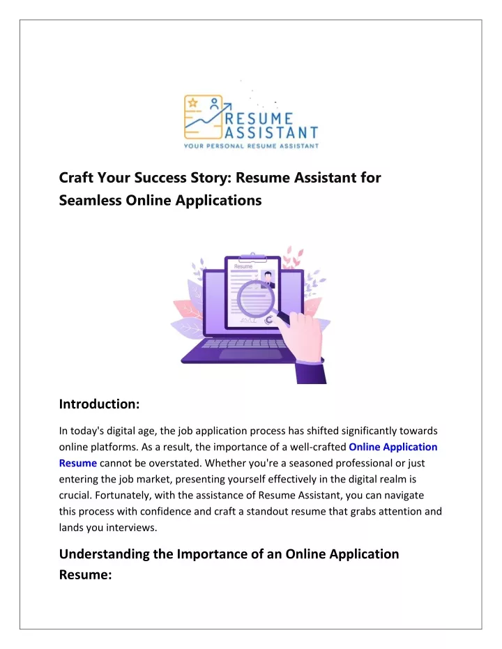 craft your success story resume assistant