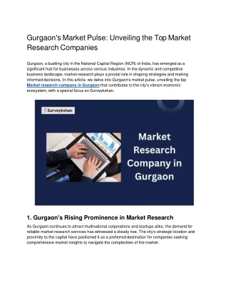 Gurgaon's Market Pulse_ Unveiling the Top Market Research Companies