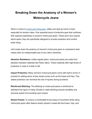 Breaking Down the Anatomy of a Women's Motorcycle Jacket