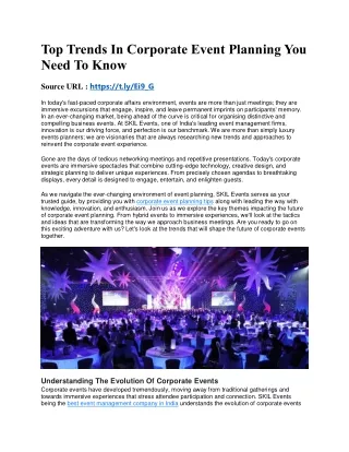 Top Trends In Corporate Event Planning You Need To Know