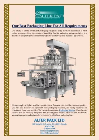 Our Best Packaging Line For All Requirements
